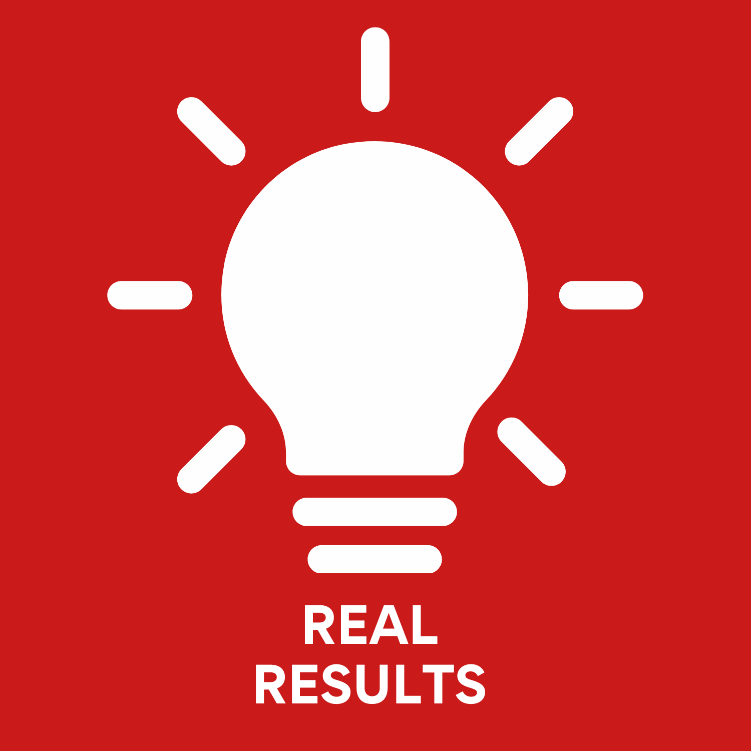 Real results — lightbulb icon